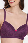 Zivame Primrose Padded Non Wired 3/4th Coverage Lace Bra - Dark Purple — thumbnail 4